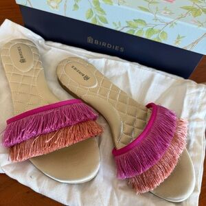 Birdies Vibrant Fringe Slide Sandals